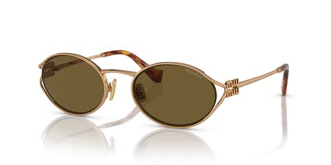 miu miu sunglasses mu 52ys|Miu Miu MU 52YS 54 Dark Brown & Brass Gold Sunglasses.